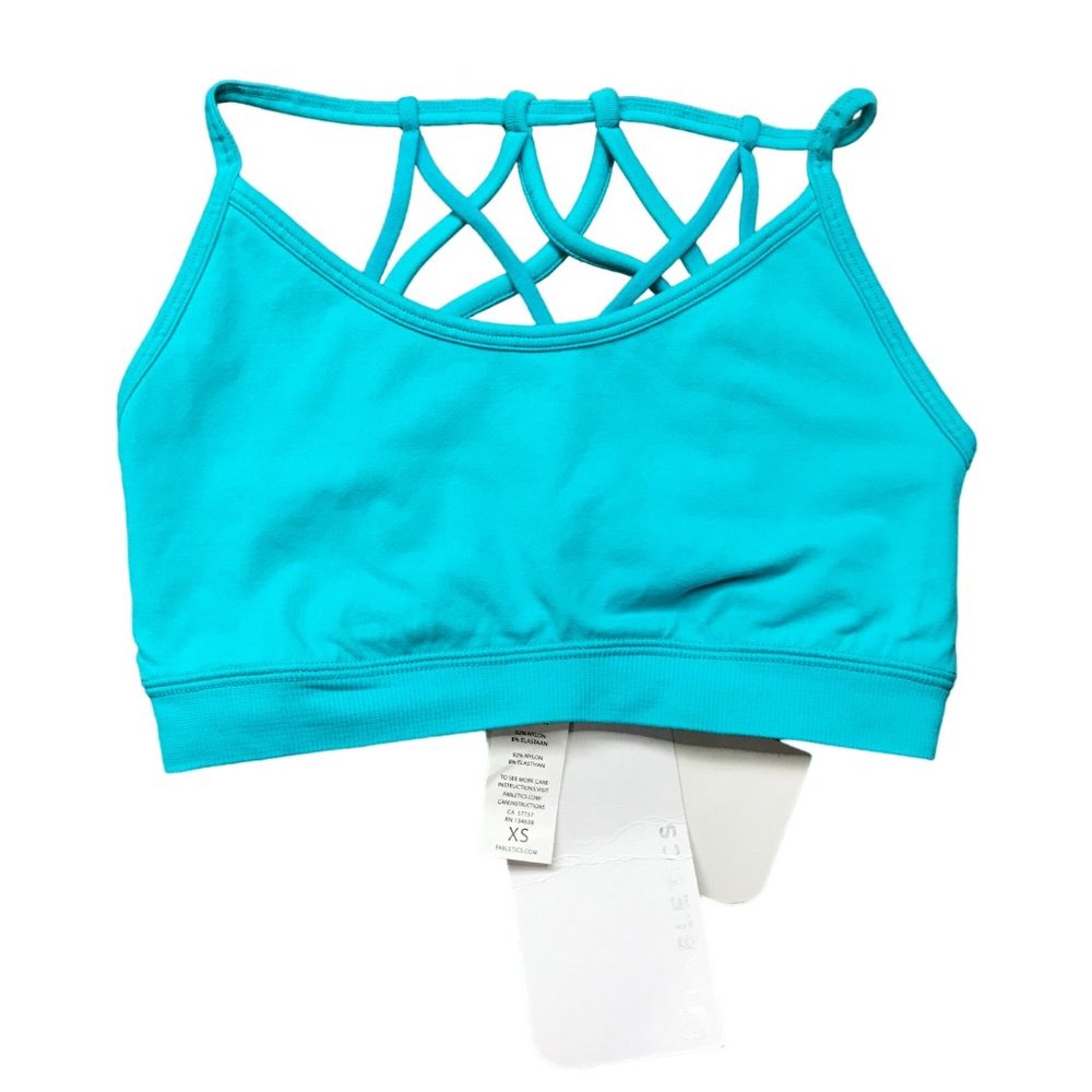 Fabletics Dash Seamless Bra Activewear Athleisure Aqua Blue Women's Size‎ XS NEW